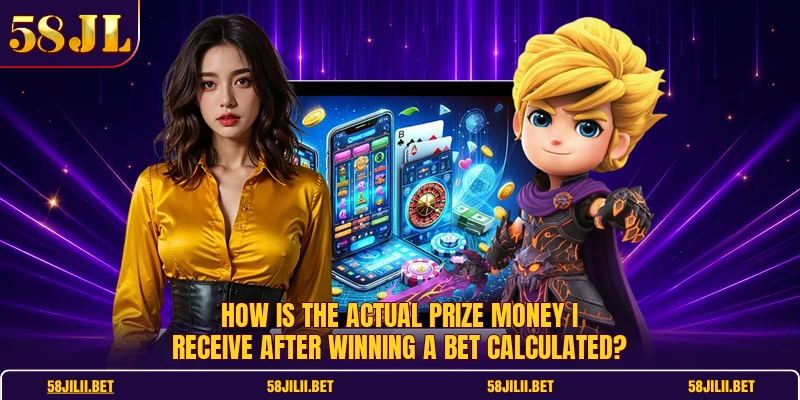 How is the actual prize money I receive after winning a bet calculated?