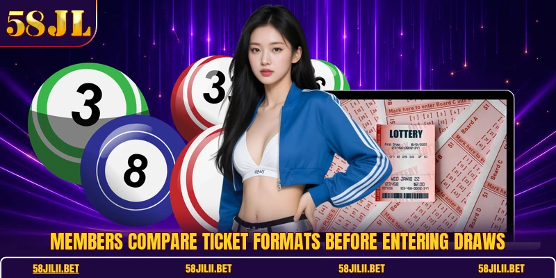 Members compare ticket formats before entering draws