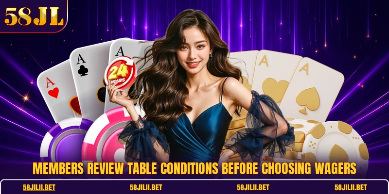 Members review table conditions before choosing wagers